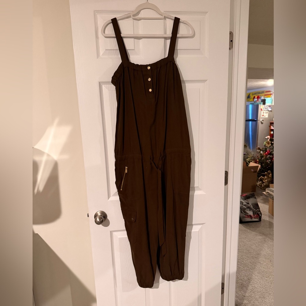 Vintage Cache Dark Brown Jumpsuit with Button Detail